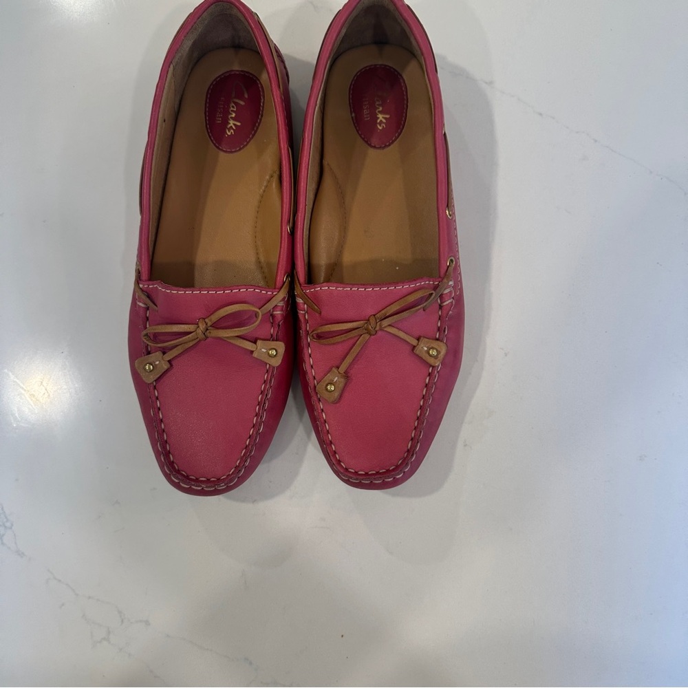 Clarks Pink Flats with Bow Detail